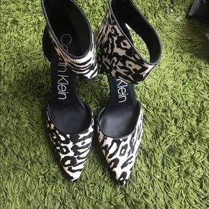 Calvin Klein Calf Fur Leopard Pumps